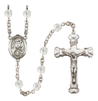 Silver Plated 6mm Fire Polished Saint Sarah Rosary in Crystal