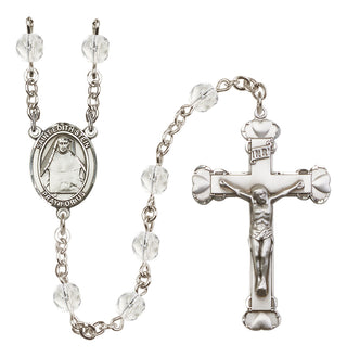 Silver Plated 6mm Fire Polished Saint Edith Stein Rosary in Crystal