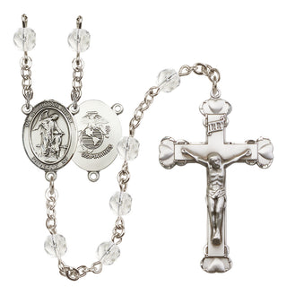 Silver-Plated 6mm Guardian Angel / Marine Corp Rosary