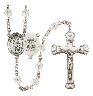 Silver-Plated 6mm Guardian Angel / Navy Rosary