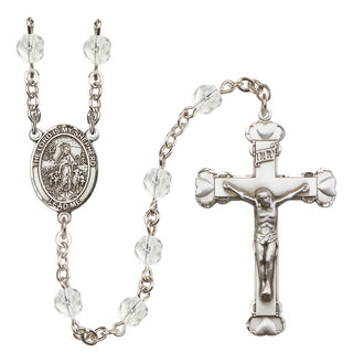 Silver Plated 6mm Fire Polished Lord Is My Shepherd Rosary in Crystal