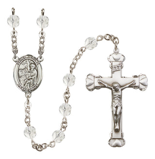 Silver Plated 6mm Fire Polished Saint Jerome Rosary in Crystal