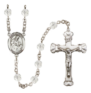 Silver Plated 6mm Fire Polished Saint Ambrose Rosary in Crystal