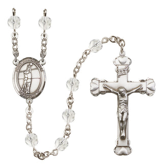 Silver-Plated 6mm Saint Christopher/Volleyball Rosary