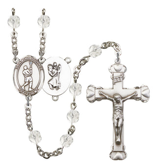 Saint Christopher and Lacrosse Rosary with Crystal Beads
