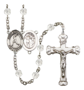 Saint Sebastian and Baseball Rosary with Crystal Beads