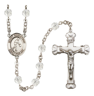 Silver-Plated 6mm Saint Sebastian/Basketball Rosary