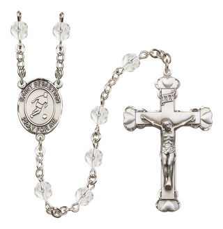 Silver-Plated 6mm Saint Sebastian/Soccer Rosary