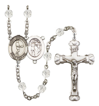 Saint Sebastian and Tennis Rosary with Crystal Beads