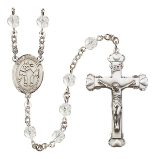 Silver-Plated 6mm Saint Sebastian/Wrestling Rosary