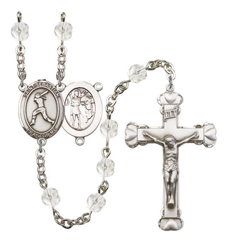 Saint Sebastian and Softball Rosary with Crystal Beads