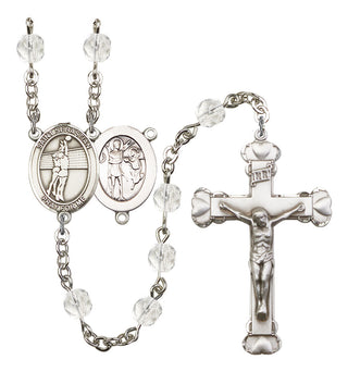 Saint Sebastian and Volleyball Rosary with Crystal Beads