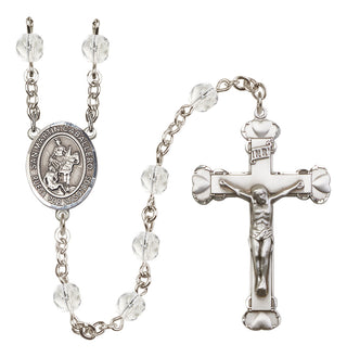 Silver Plated 6mm Fire Polished San Martin Caballero Rosary in Crystal