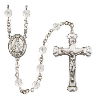Silver Plated 6mm Fire Polished Infant of Prague Rosary in Crystal