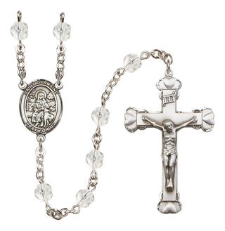 Silver Plated 6mm Fire Polished Saint Germaine Cousin Rosary in Crystal