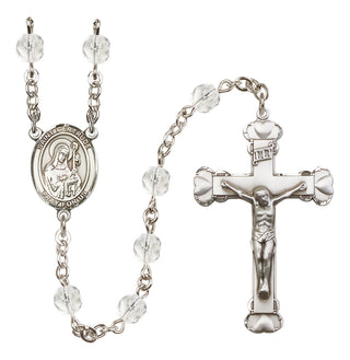 Silver-Plated 6mm Saint Gertrude of Nivelles  Engraved Catholic Rosaries