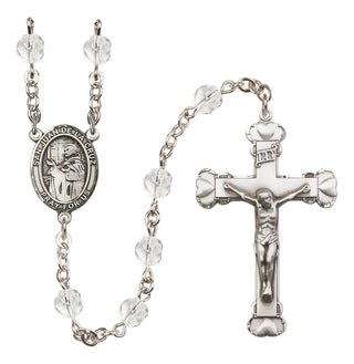 Silver Plated 6mm Fire Polished San Juan de la Cruz Rosary in Crystal