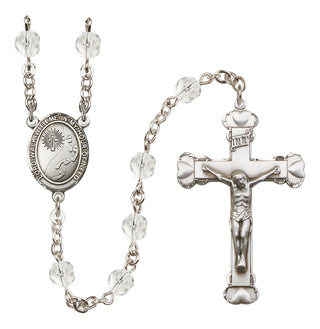 Silver-Plated 6mm Footprints / Cross  Engraved Catholic Rosaries