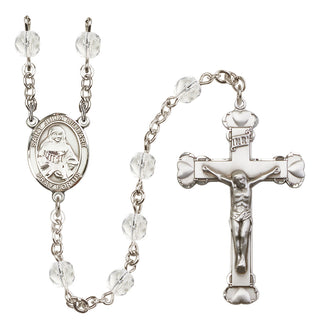 Silver Plated 6mm Fire Polished Saint Julia Billiart Rosary in Crystal