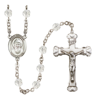 Silver-Plated 6mm Saint Sharbel  Engraved Catholic Rosaries
