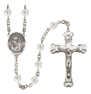 Silver Plated 6mm Fire Polished Our Lady of Lourdes Rosary in Crystal