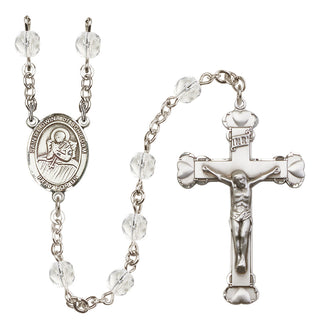 Silver-Plated 6mm Saint Lidwina of Schiedam  Engraved Catholic Rosaries