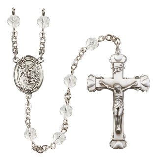 Silver Plated 6mm Fire Polished Saint Fiacre Rosary in Crystal