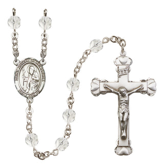 Silver Plated 6mm Fire Polished Saint Joseph of Arimathea Rosary in Crystal