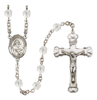 Silver Plated 6mm Fire Polished Saint Bede the Venerable Rosary in Crystal