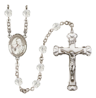 Silver-Plated 6mm Saint Finnian of Clonard  Engraved Catholic Rosaries