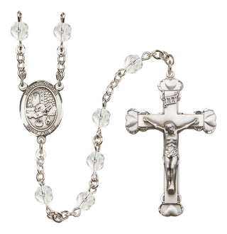 Silver Plated 6mm Fire Polished Saint Rosalia Rosary in Crystal