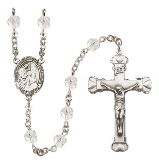 Silver Plated 6mm Fire Polished Saint Elizabeth of the Visitation Rosary in Crystal