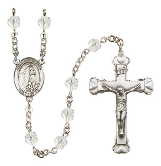 Silver Plated 6mm Fire Polished Saint Zoe of Rome Rosary in Crystal