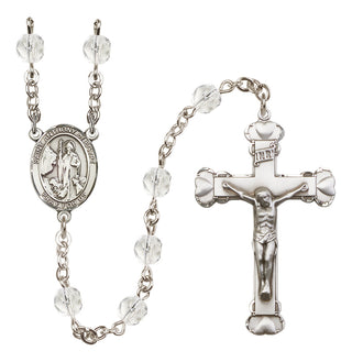 Silver Plated 6mm Fire Polished Saint Anthony of Egypt Rosary in Crystal