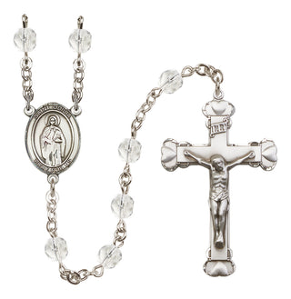 Silver Plated 6mm Fire Polished Saint Odilia Rosary in Crystal