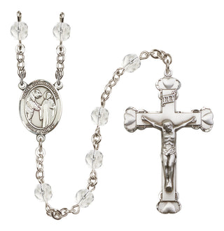 Silver Plated 6mm Fire Polished Saint Columbanus Rosary in Crystal