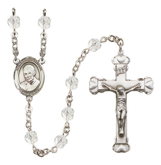 Silver-Plated 6mm Saint Luigi Orione  Engraved Catholic Rosaries