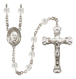 Silver Plated 6mm Fire Polished Saint Hannibal Rosary in Crystal