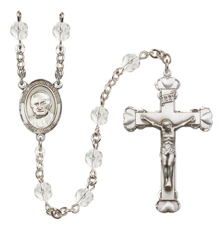 Silver-Plated 6mm Saint Arnold Janssen  Engraved Catholic Rosaries