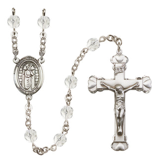 Silver Plated 6mm Fire Polished Saint Matthias the Apostle Rosary in Crystal