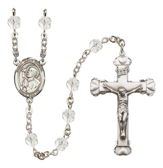 Silver Plated 6mm Fire Polished Saint Rene Goupil Rosary in Crystal