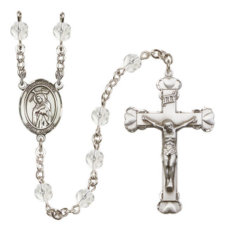 Silver Plated 6mm Fire Polished Saint Regina Rosary in Crystal