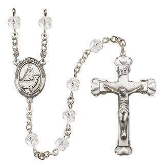 Silver-Plated 6mm Saint Catherine of Sweden  Engraved Catholic Rosaries