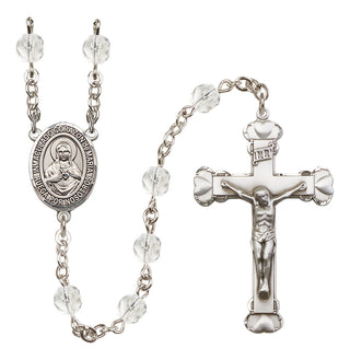 Silver-Plated 6mm Corazon Inmaculado de Maria  Engraved Catholic Rosaries