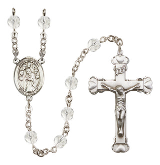 Silver Plated 6mm Fire Polished Saint Felicity Rosary in Crystal