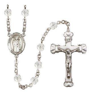 Silver Plated 6mm Fire Polished Saint Thomas A Becket Rosary in Crystal