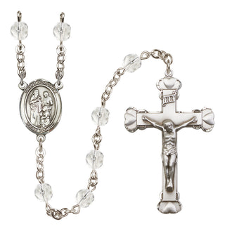 Silver Plated 6mm Fire Polished Saint Joachim Rosary in Crystal