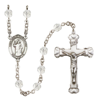 Silver Plated 6mm Fire Polished Saint John of Capistrano Rosary in Crystal