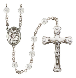 Silver Plated 6mm Fire Polished Saint Januarius Rosary in Crystal