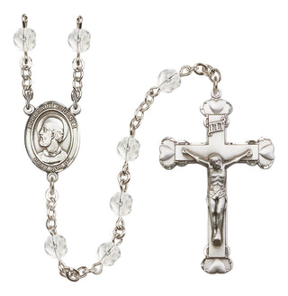 Silver Plated 6mm Fire Polished Pope Saint Eugene I Rosary in Crystal
